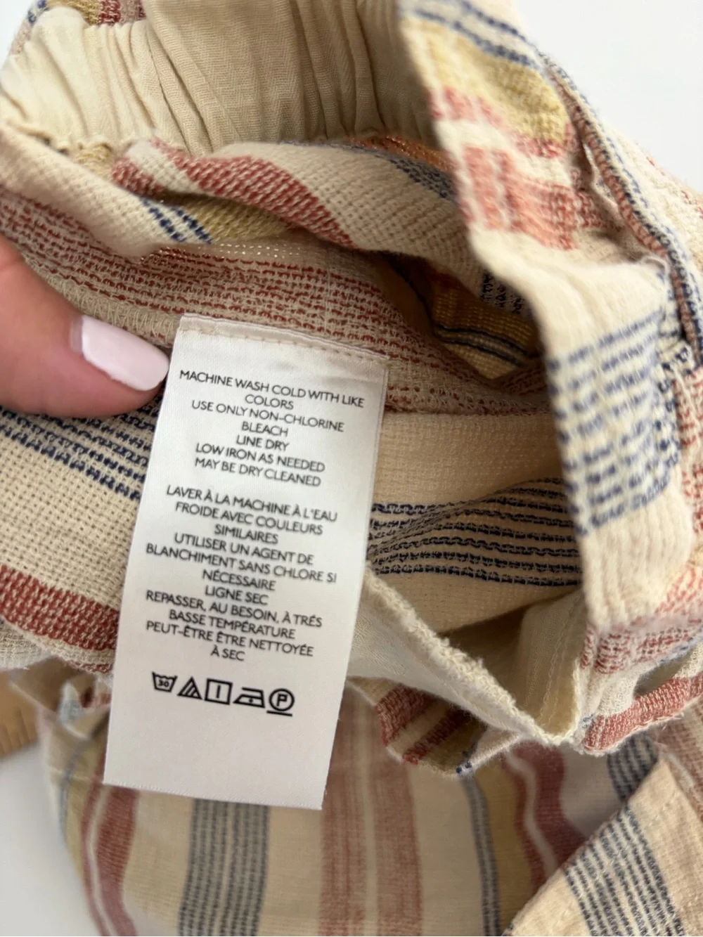 Free People Topanga Tan Combo Striped Paperbag Waist Shorts Size Small NWT
